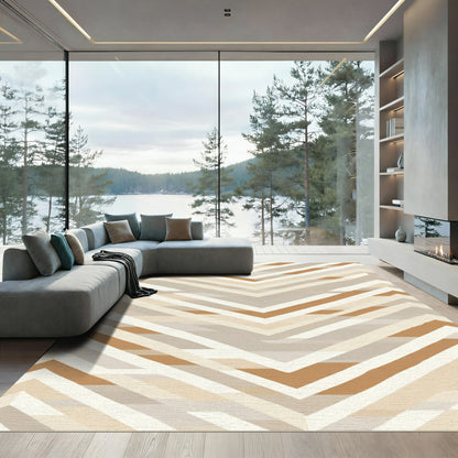 Subtle Chevron Earthy Tone Geometric Rug