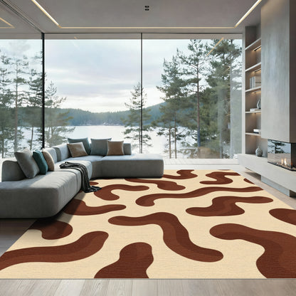 Terracotta Abstract Organic Flow Rug