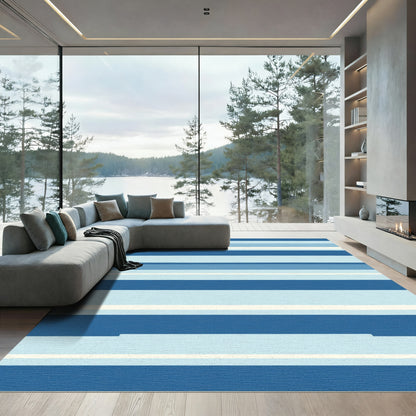 Ocean Blues Striped Cotton Area Rug