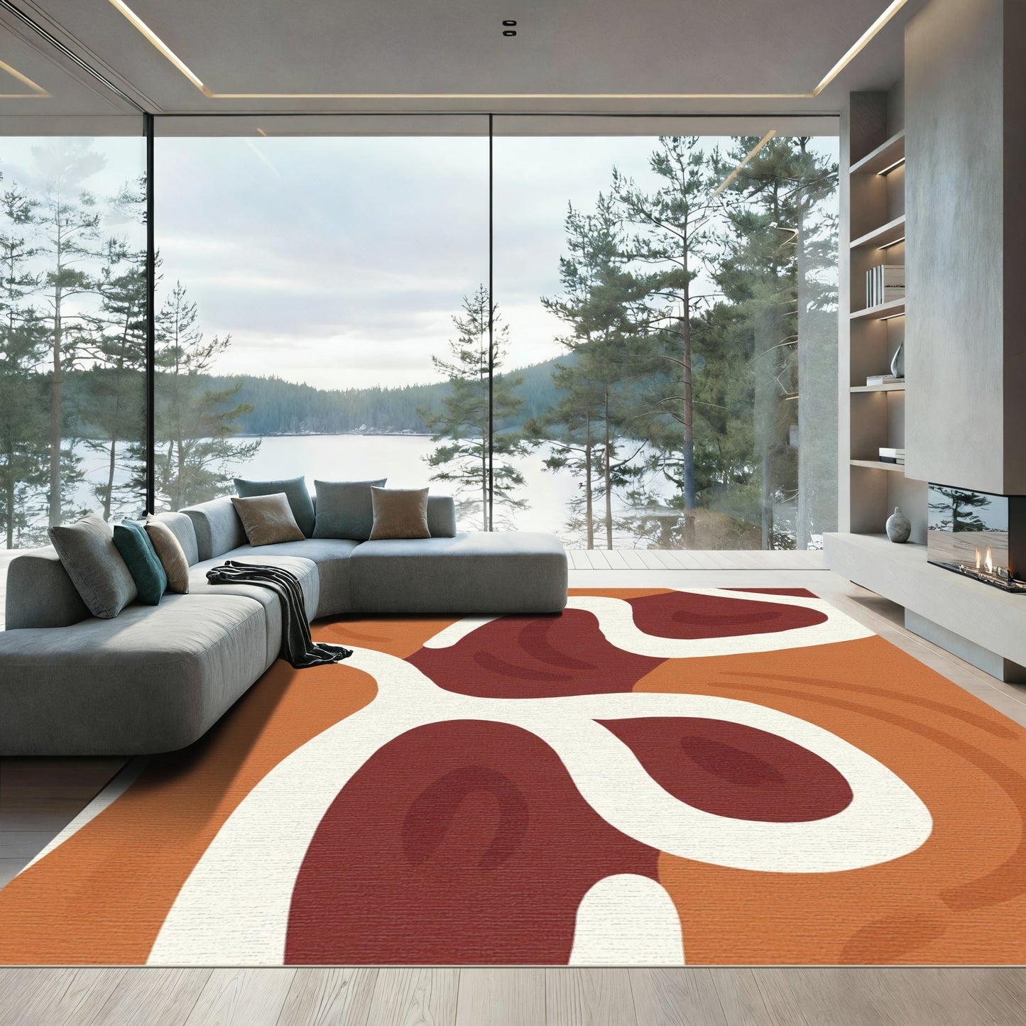 Abstract Earthy Organic Forms Rug