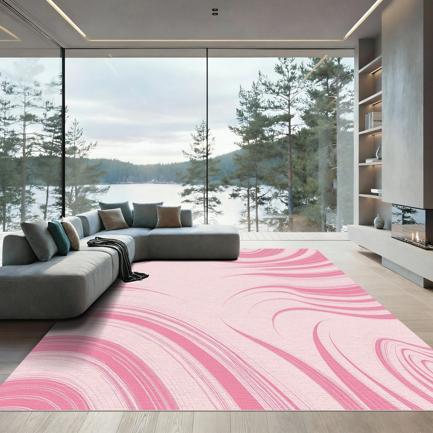 Soft Pink Swirl Organic Flow Rug