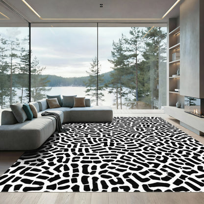 Black White Organic Contour Rug