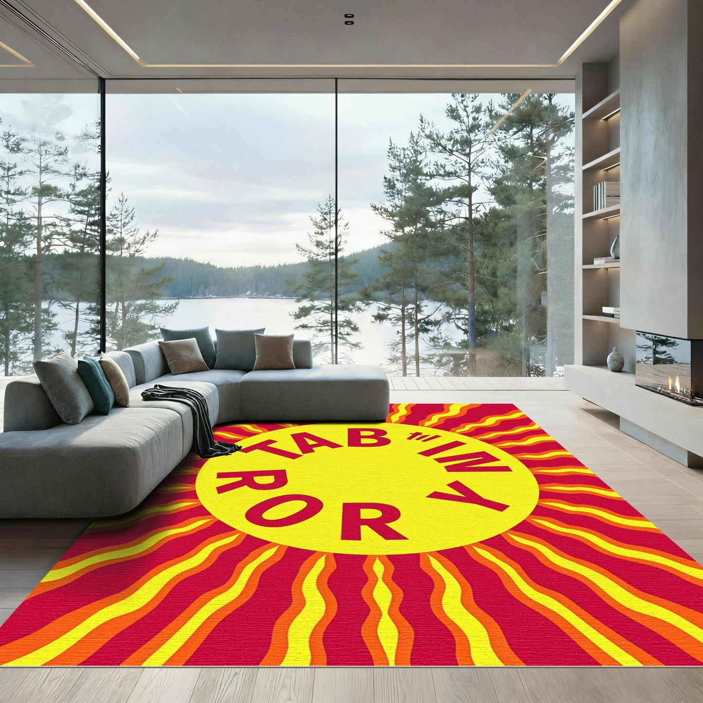 Radiant Sunburst Yellow Orange Red Rug