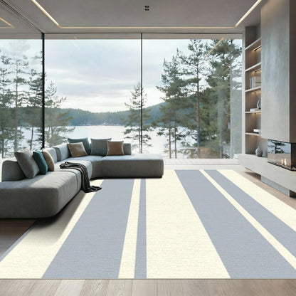 Soft Blue Cream Stripe Rug