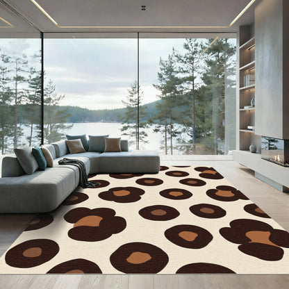 Leopard Spots Beige Brown Animal Print Rug