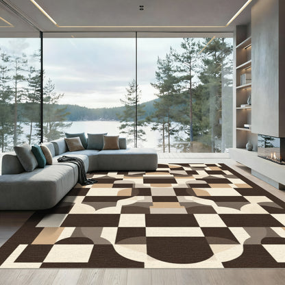 Retro Geometric Abstract Checkered Rug