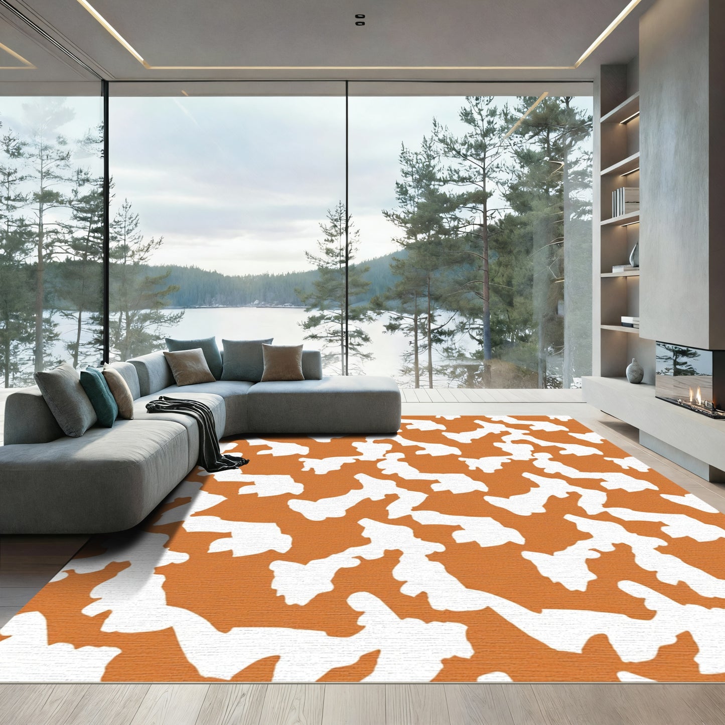 Slightly Irregular Amber Animal Spots Rug