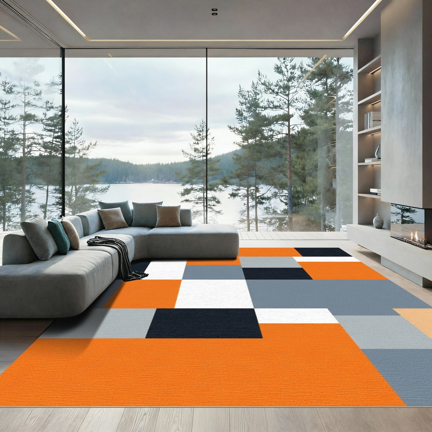 Bold Geometric Block Color Rug