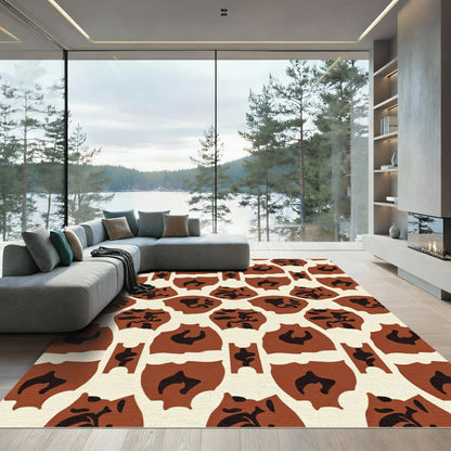 Terracotta Black Organic Abstract Shape Rug