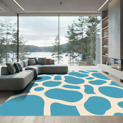 Turquoise Abstract Blob Forms Rug