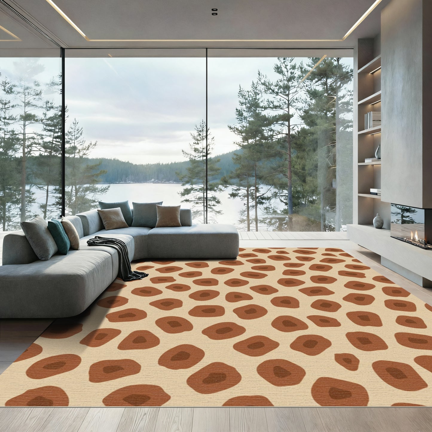 Brown Spots Abstract Organic Rug
