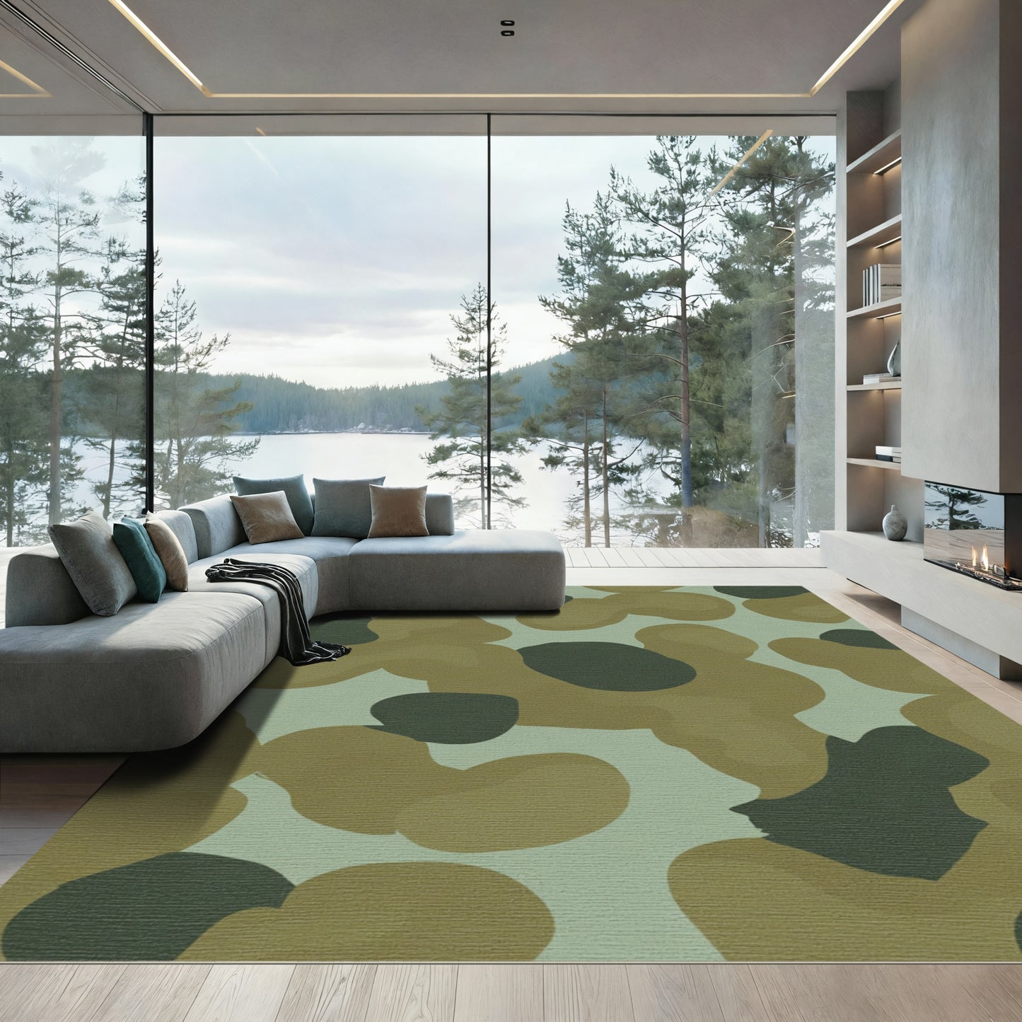 Neutral Earth Tones Camouflage Blobs Rug