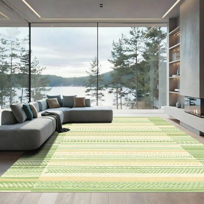 Earthy Green Horizontal Stripe Medley Rug