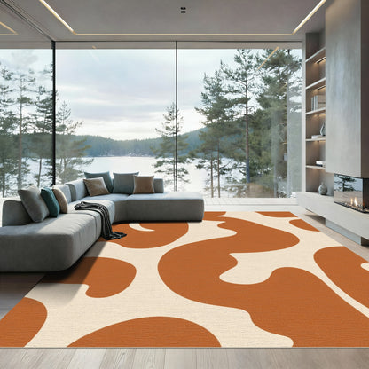 Terracotta Cream Organic Swirl Rug