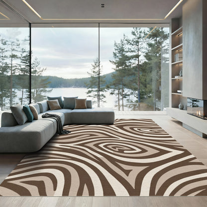 Earthy Taupe Zebra Swirl Rug