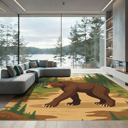 Woodland Brown Bear Trail Rug