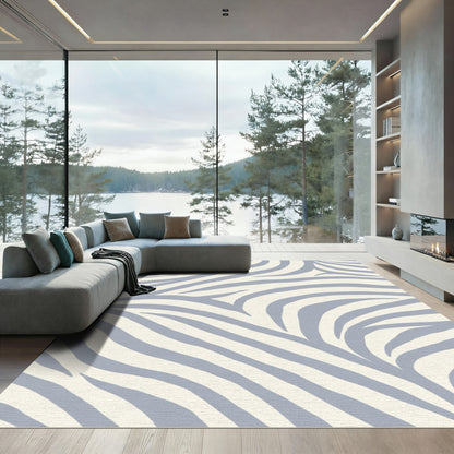 Pale Blue Zebra Stripe Rug