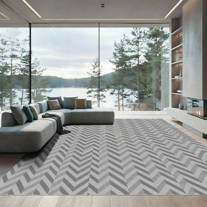 Shaded Gray Chevron Pattern Rug