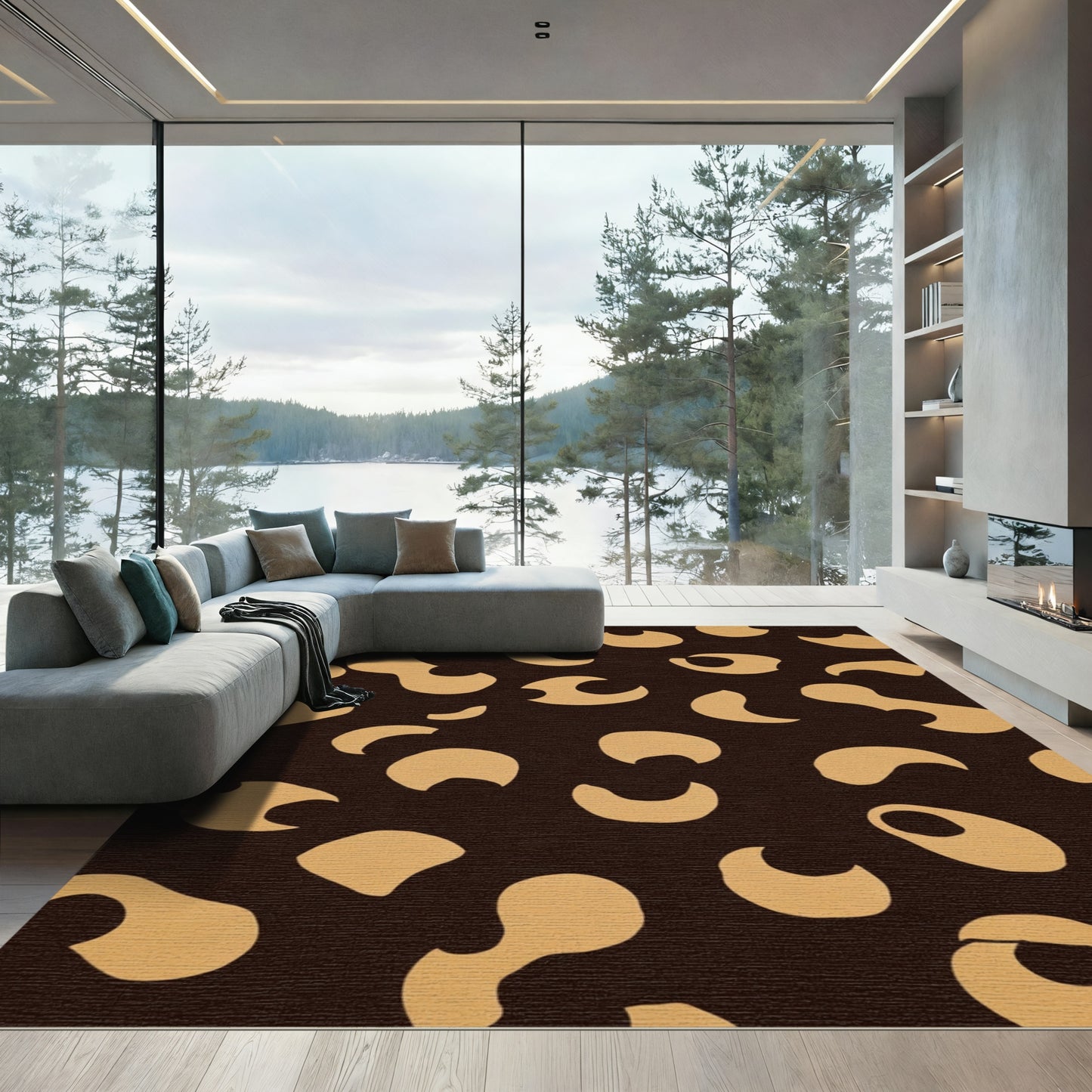 Chic Ochre Organic Shapes Rug