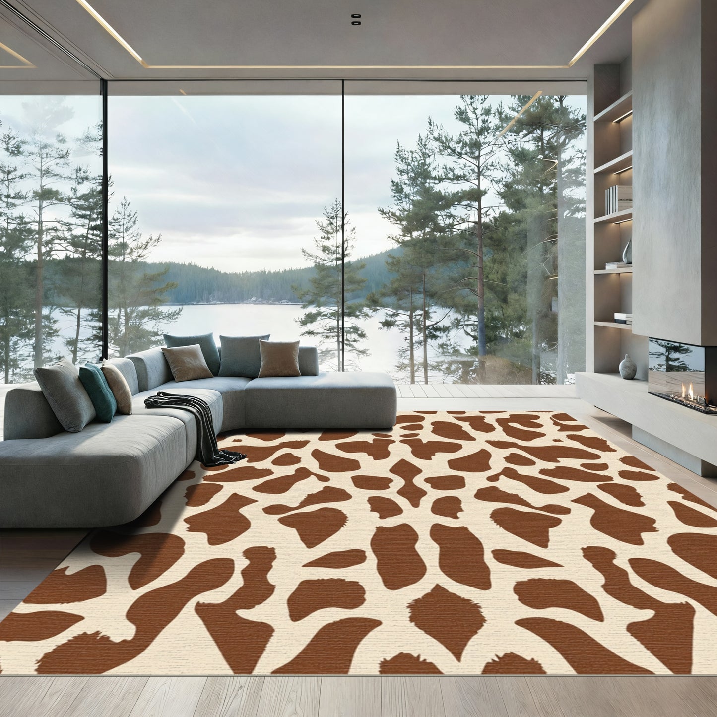 Brown Tan Giraffe Spots Rug