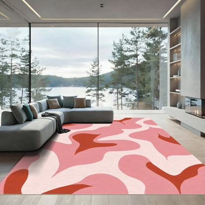 Retro Pink and Coral Swirl Rug