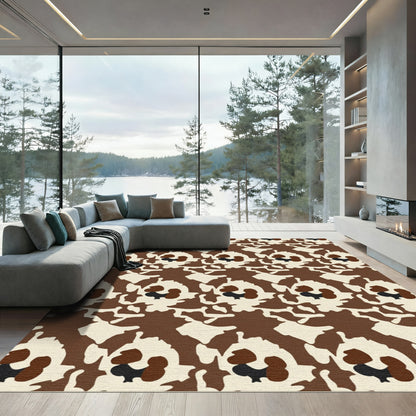 Brown and Cream Abstract Camouflage Rug