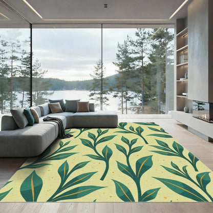 Forest Green Botanical Branch Scatter Rug
