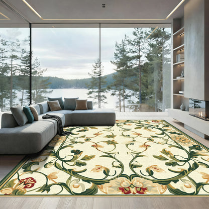 Ornate Cream Floral Vine Rug