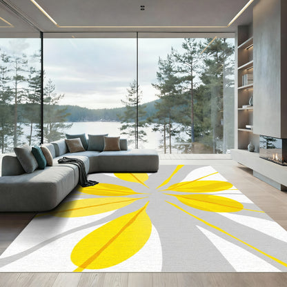 Bright Yellow Petal Burst Rug