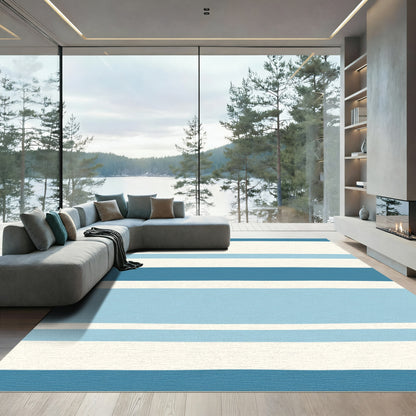 Coastal Blue Stripe Comfort Rug