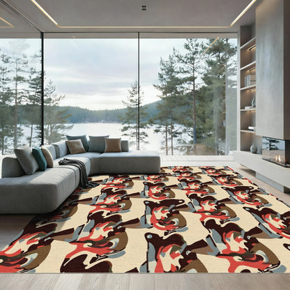 Abstract Red Brown Cream Organic Flow Rug