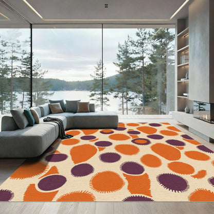 Warm Orange Purple Blobs Rug