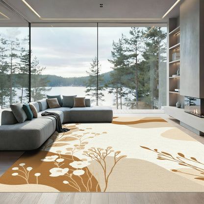 Warm Earthy Botanical Organic Shapes Rug