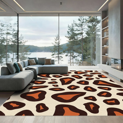 Brown Tan Abstract Spots Rug
