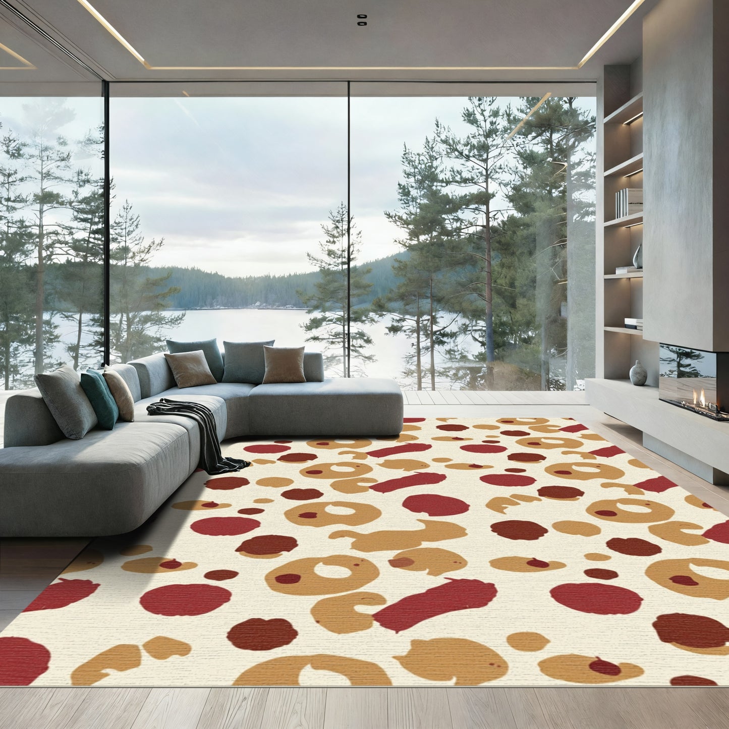 Earthy Red Doughnut Cloud Cluster Rug
