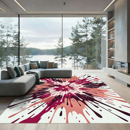 Crimson Pink Splash Explosion Rug