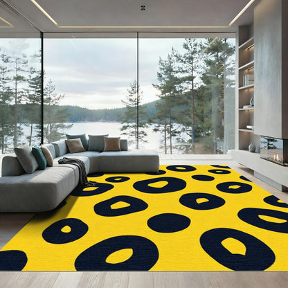 Vibrant Yellow Black Animal Spot Rug