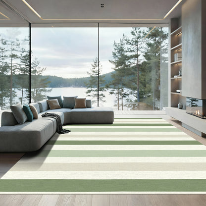 Earthy Green Horizontal Stripe Rug