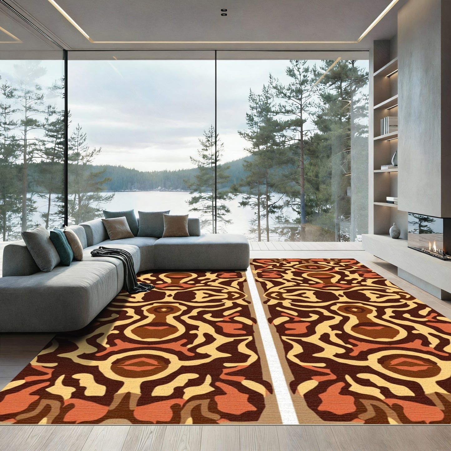Earthy Abstract Tribal Face Rug