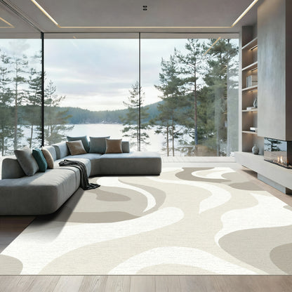 Neutral Organic Swirl Flow Rug