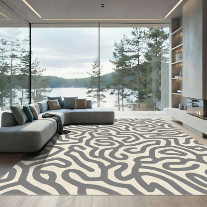 Gray Organic Maze Contour Rug