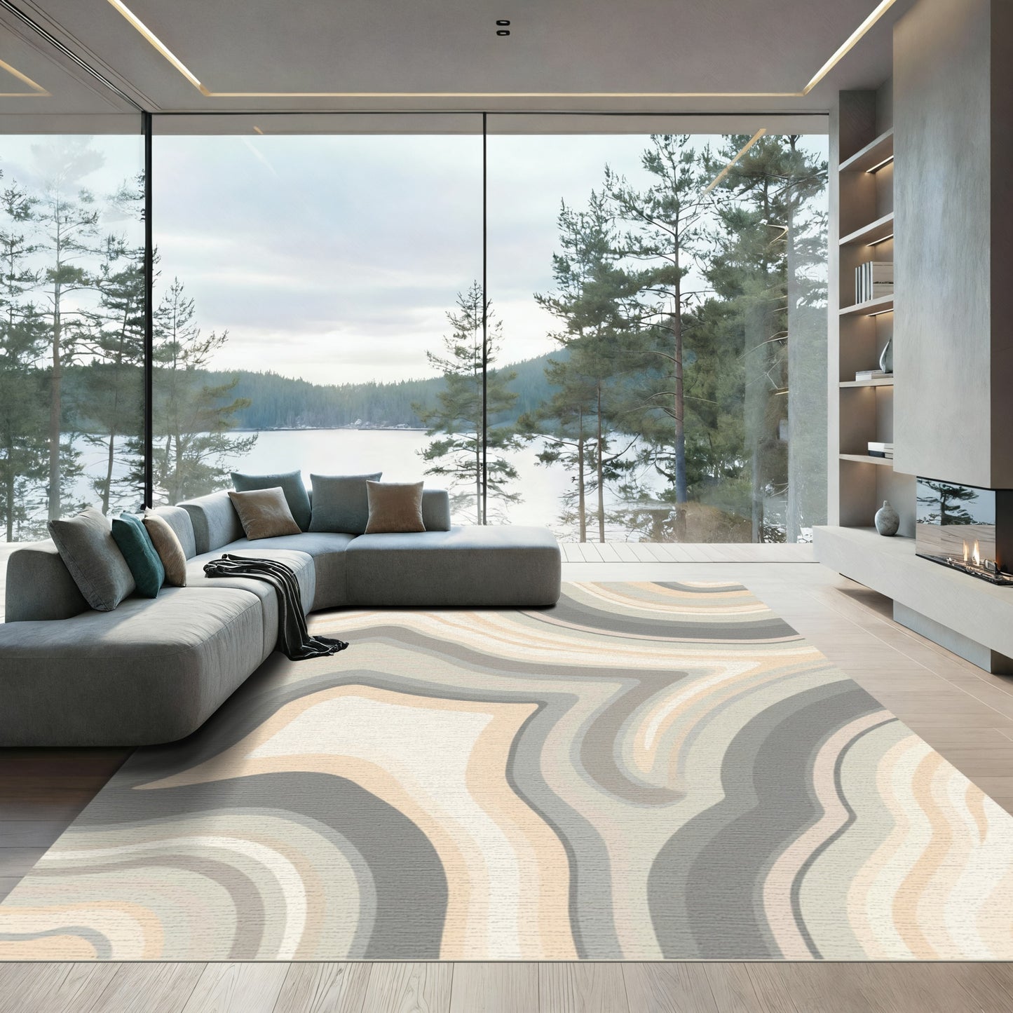 Abstract Swirl Agate Stone Rug