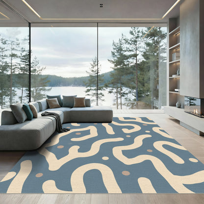 Abstract Organic Wave Blue Rug