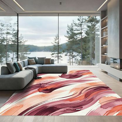 Crimson Coral Swirl Artistry Rug