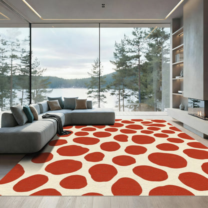 Terracotta Blotches on Cream Background Rug