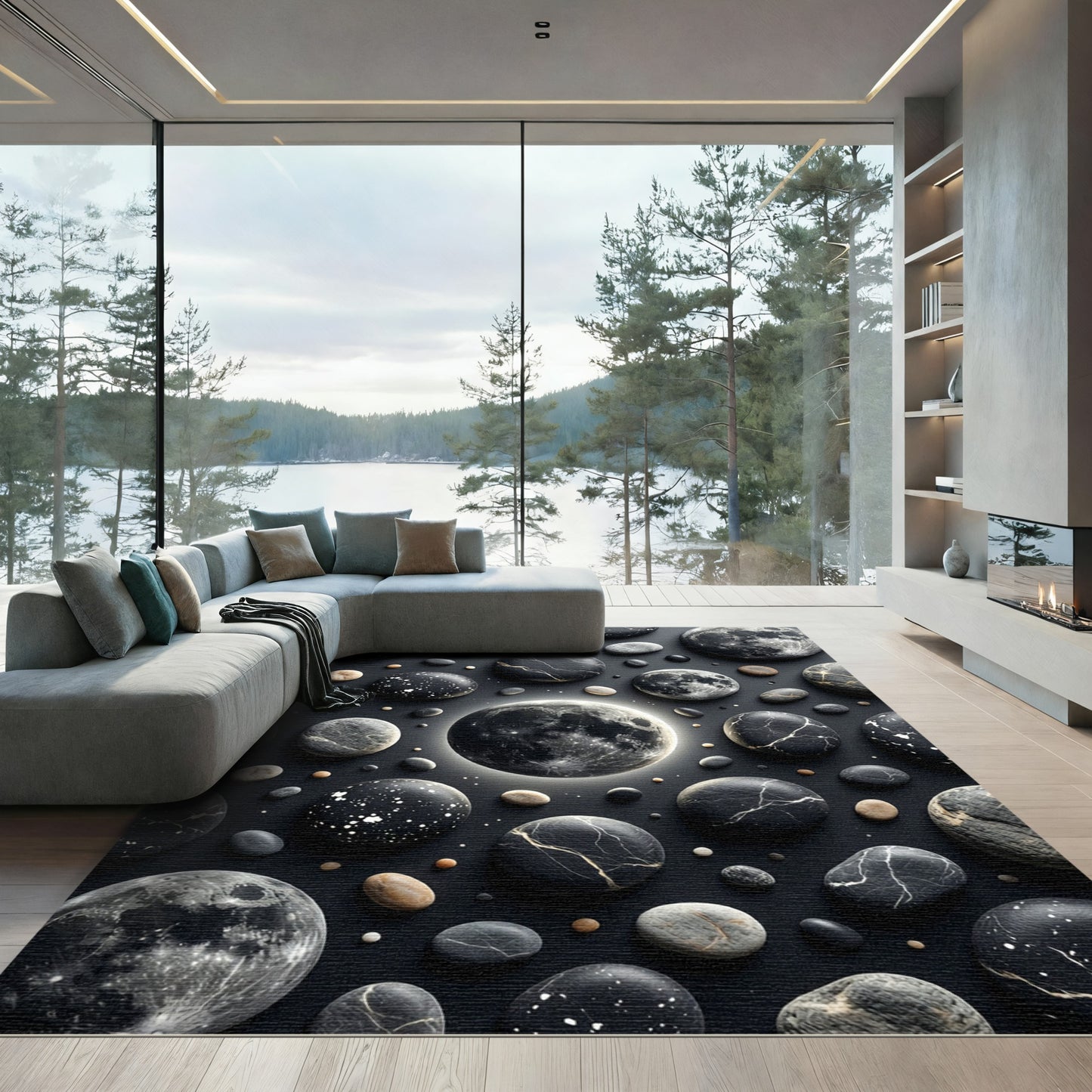 Dark Cosmic Pebble Celestial Collection Rug