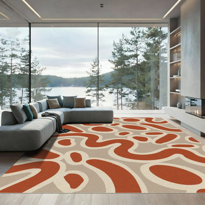 Terra Cotta Abstract Organic Shapes Rug