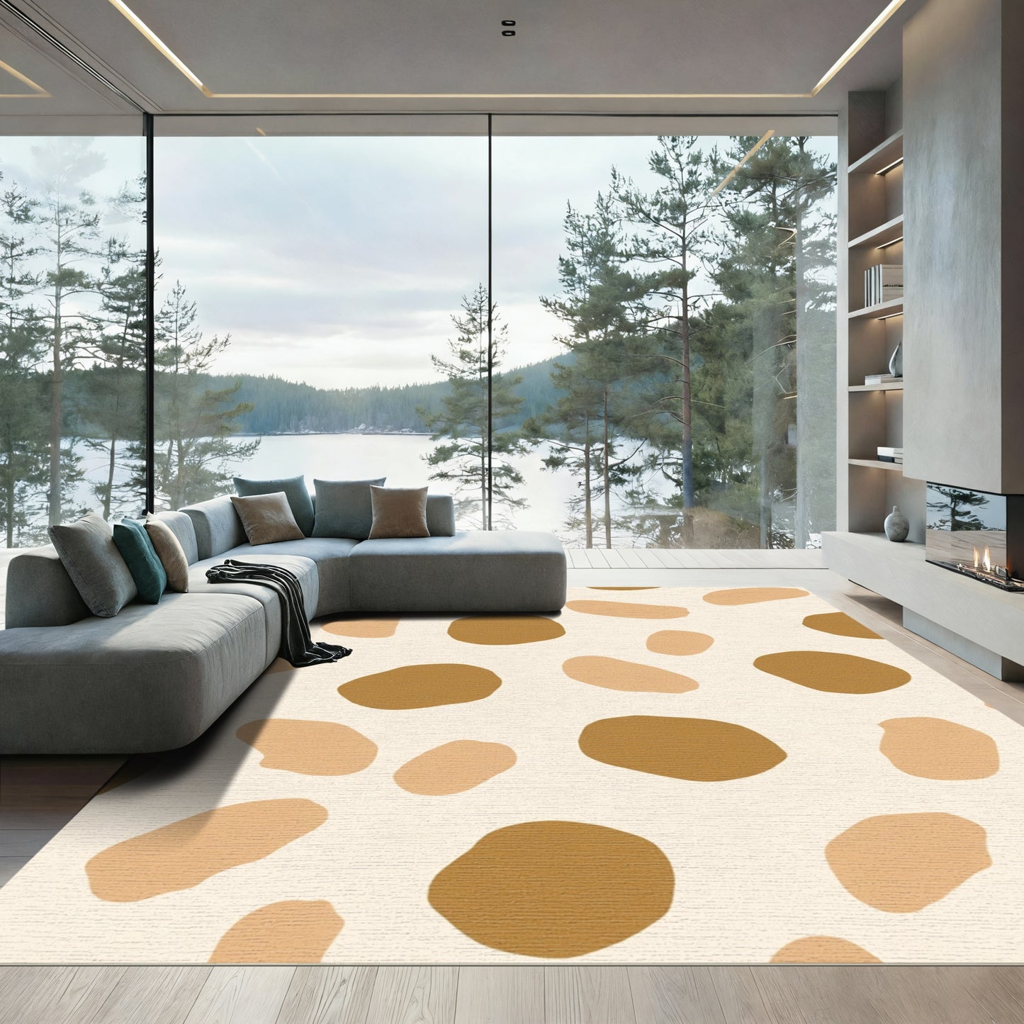 Earthy Organic Cloud Shapes Rug