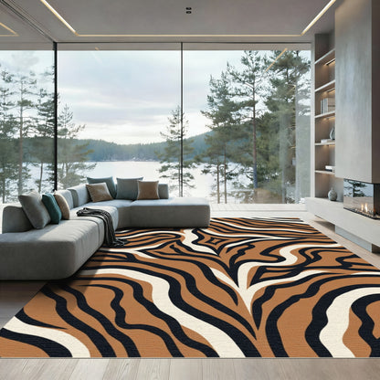 Brown Black White Wild Stripe Rug