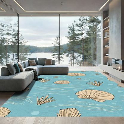 Nautical Shell Seaweed Waves Rug